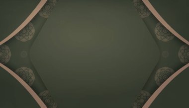 Logo tasarımı için soyut kahverengi desenli yeşil renk pankartı