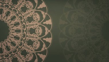 Logo veya metin tasarımı için lüks kahverengi desenli yeşil renk pankartı