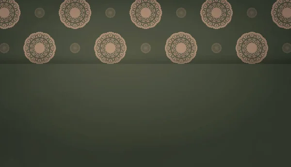 Шаблон Зеленого Цвета Индийским Коричневым Рисунком Дизайна Вашим Логотипом — стоковый вектор