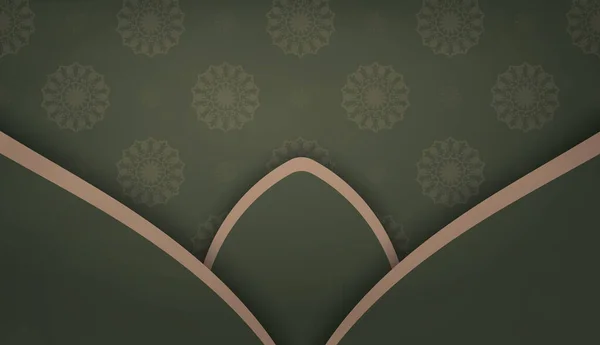 Шаблон Зеленого Цвета Роскошным Коричневым Узором Дизайна Вашим Текстом — стоковый вектор