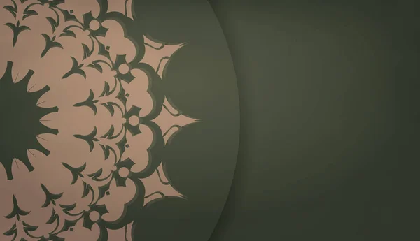 Bannière Couleur Verte Avec Motif Brun Indien Pour Conception Sous — Image vectorielle