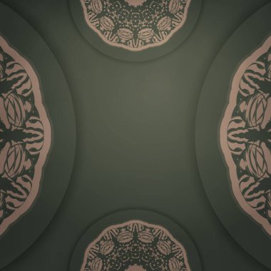 Tebrik etmek için Yunan kahverengi desenli yeşil renkli broşür..