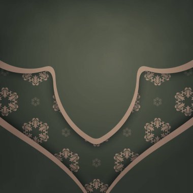 Tipografi için hazırlanan Yunan kahverengi desenli yeşil renkli pilot şablonu.