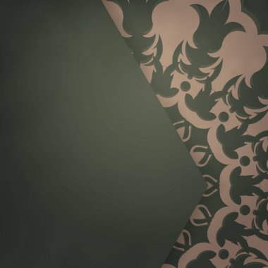 Markanız için klasik kahverengi süslemeli yeşil renkli broşür.