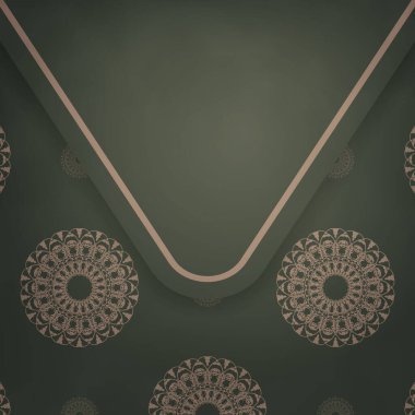 Markanız için klasik kahverengi süslemeli yeşil kart şablonu.