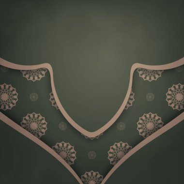 Klasik kahverengi desenli yeşil renkli uçucu şablonu tipografi için hazırlandı.