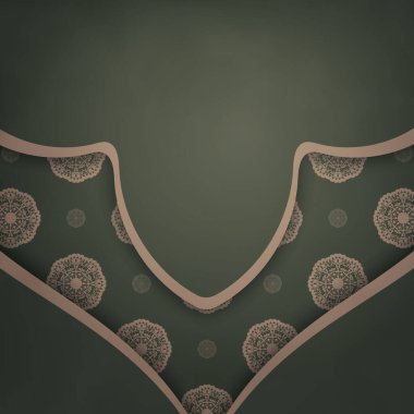 Hint kahverengi desenli yeşil renkli tebrik kartı şablonu tipografi için hazırlandı.