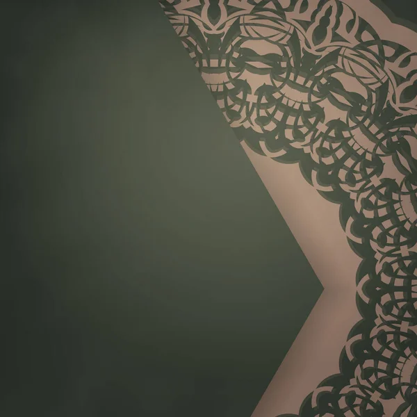 Флаєр Зеленого Кольору Абстрактним Коричневим Орнаментом Вашого Бренду — стоковий вектор