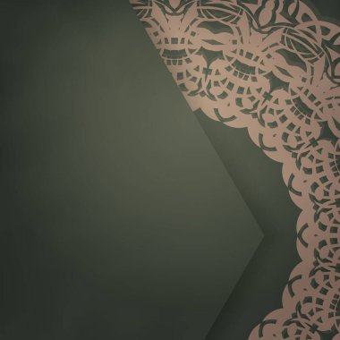 Markanız için Yunanca kahverengi süslemeli yeşil kart..