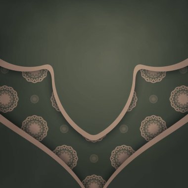 Yeşil kartpostalda tipografi için hazır kahverengi desenli..