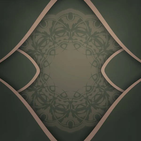 緑のポストカードとヴィンテージブラウンの装飾はタイポグラフィのために用意 — ストックベクタ