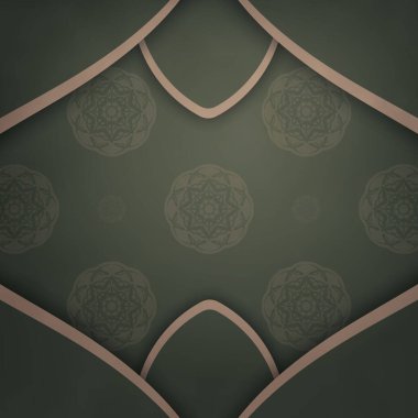 Tebrik broşürü yeşil renkli ve soyut kahverengi desenli..