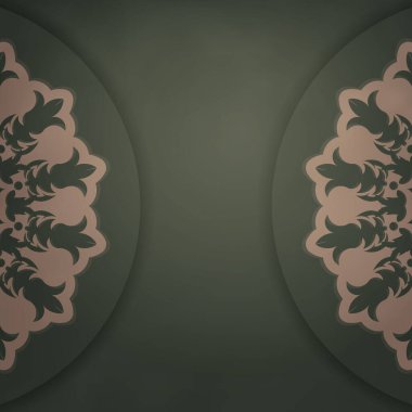 Şablon yeşili, mandala kahverengi süsü basılmaya hazır..