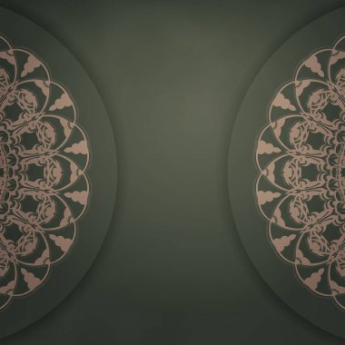 Yazdırmaya hazır kahverengi süslemeli yeşil kartpostal.