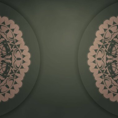 Broşürde yeşil renkli ve basılmaya hazır kahverengi renkli şablon.