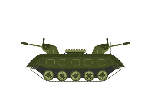 アサルト装甲タンクトラック 軍用水陸両用車 漫画のヴィンテージスタイル 兵士だ 大砲の砲塔だ トラクターだ 高くそびえる シンプルだ — ストックベクタ