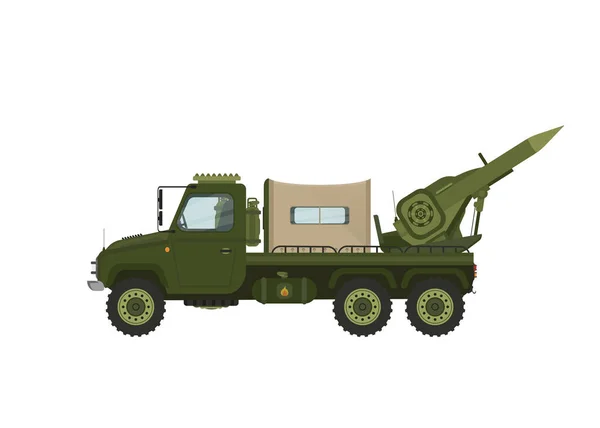 Lkw Mit Militärischen Raketen Vektor Illustration Auf Weißem Hintergrund — Stockvektor