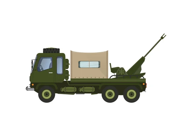 Διανυσματική Απεικόνιση Στρατιωτικού Οχήματος Εκτόξευσης Πυραύλων Διακοσμημένο Πράσινο Στρατιωτικό Σχέδιο — Διανυσματικό Αρχείο