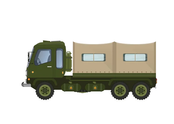 Legerwagen Illustratie Geïsoleerd Witte Achtergrond — Stockvector