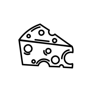 Beyaz bir arka plan üzerinde elle çizilmiş peynir anahat vektör illüstrasyon izole peynir. Peynir kroki, doodle koleksiyonu, peynir simgelerin ayarlamak