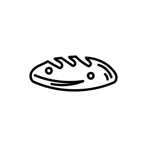 Ícone Preto Desenhado Mão Simples Esboço Delicioso Pão Sym Fundo — Vetor de Stock