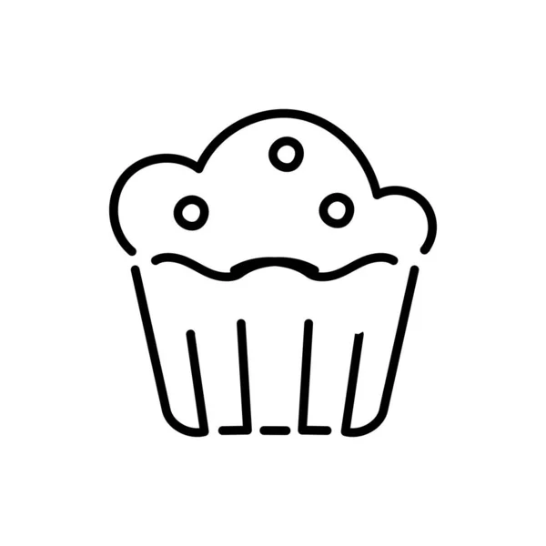 Cupcake Vektor Vékony Vonal Ikon — Stock Vector
