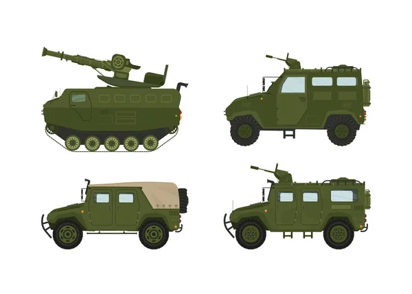 Personenvervoer Voertuig Militaire Oorlogscollectie Vector Illustratie Voor Ontwerp — Stockvector