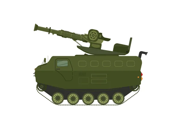 自行式反坦克导弹系统 光学审查 用于战争的装备所有地形车 重型机械 向量例证 — 图库矢量图片