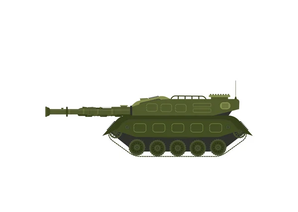 Grüner Militärpanzer Schweres Spezialgerät Gepanzertes Kampffahrzeug Flat Vector Illustration Für — Stockvektor