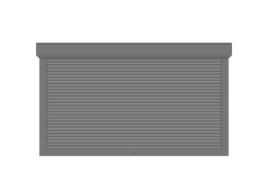 Pencere 3D için paten panjuru. Pencere için kapalı paten panjuru. Gerçekçi vektör.