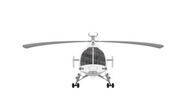 Beyaz izole çalışma pervane ile uçan helikopter