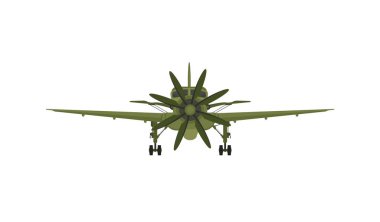 Tek kuyruklu jet uçağı. Basit bir illüstrasyon. Ön görünüm