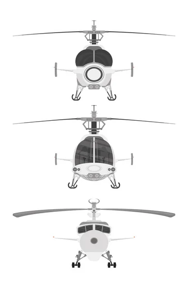 Установить Вертолеты Вид Спереди Изолирован Белом Фоне — стоковый вектор