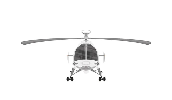 Летающий Вертолет Рабочим Винтом Изолированным Белом — стоковый вектор