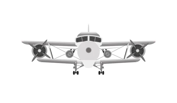 Avión Vintage Biplano Avión Viejo Retro Hélice Ilustración Aviones Aislados — Vector de stock