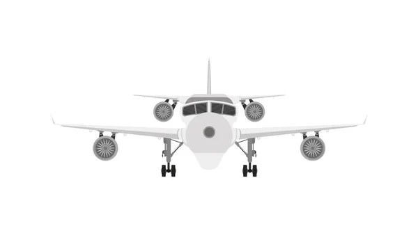 Kommersiellt Jetplan Med Landningsställ Isolerade Vitt Render Framifrån — Stock vektor