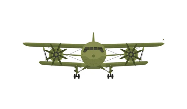 Çift Katlı Eski Uçak Retro Pervane Çizimi Izole Edilmiş Uçak — Stok Vektör