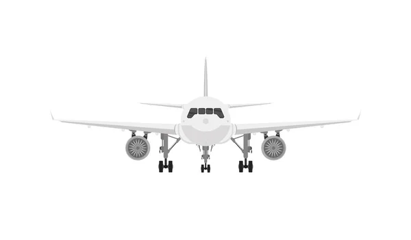 Commercial Jet Plane Landing Gear Isolated White Render Front View — Stock Vector