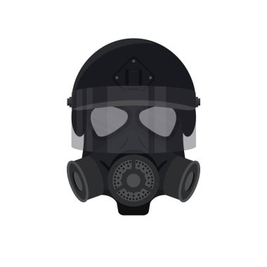 Gaz maskesi simgesi beyaz arkaplan illüstrasyonunda izole edildi