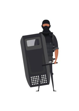 Özel Güvenlik Birimi, Özel Taktik Ekibi, Askeri Savaş üniforması giymiş ve otomatik silah taşıyor..