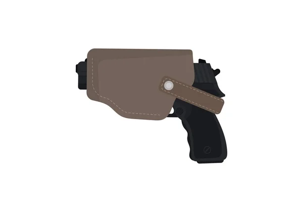 Pistola Fondina Isolata Fondo Bianco Vettore — Vettoriale Stock