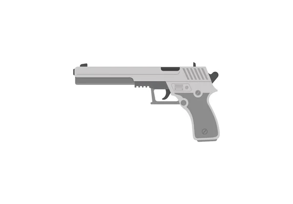 Pistolet Izolowany Sylwetka Ilustracja Pistolet Biały Broń Ikona Człowiek Ręka — Wektor stockowy