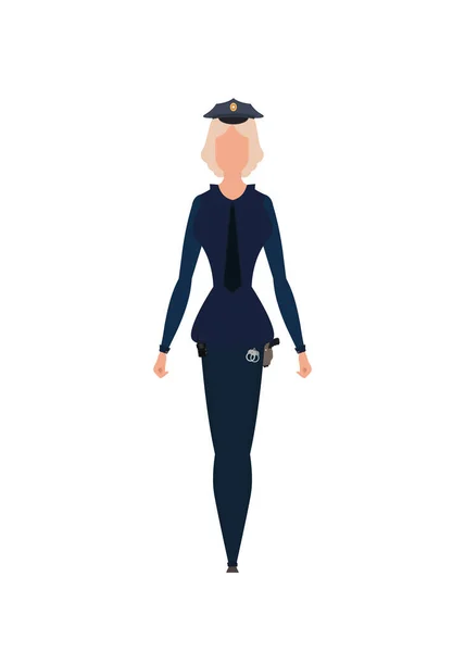 Vrouwelijke Politieagent Blauw Uniform Geïsoleerd Vectorillustratie — Stockvector