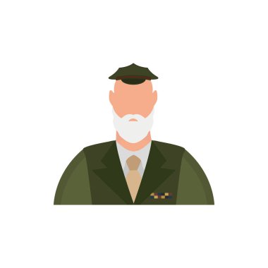Veteran in military uniform icon. Cartoon style.