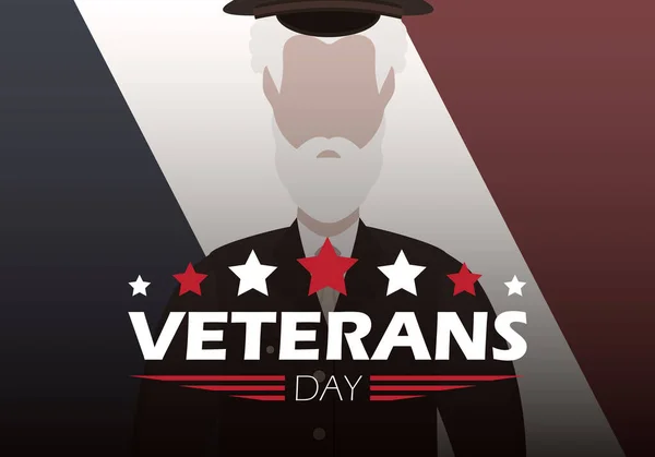 Veterans Day Banner Wished Man Uniform Vector Illustration — Stock Vector