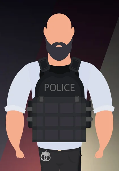 Police Officer Uniform Cartoon Style — Vetor de Stock