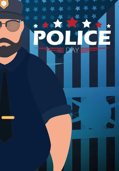 Police Day Policeman Background Flag Vector Illustration — Stok Vektör
