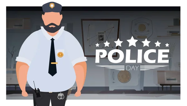 Poster Police Day Defender Day Vector — Stock Vector