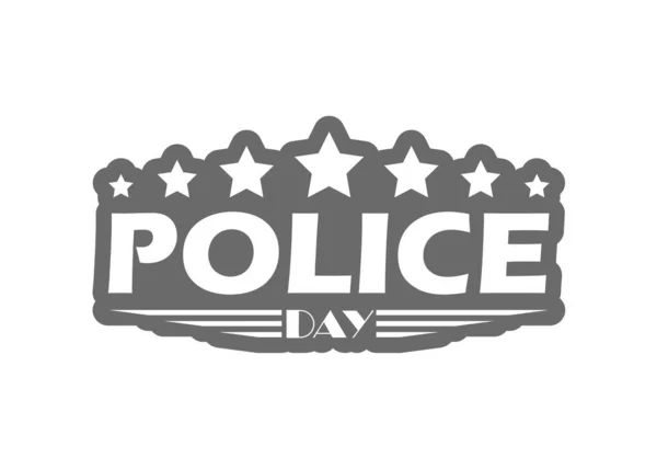Polis Günü Logosu Düz Stil Savunma Günü Nde Vektör — Stok Vektör