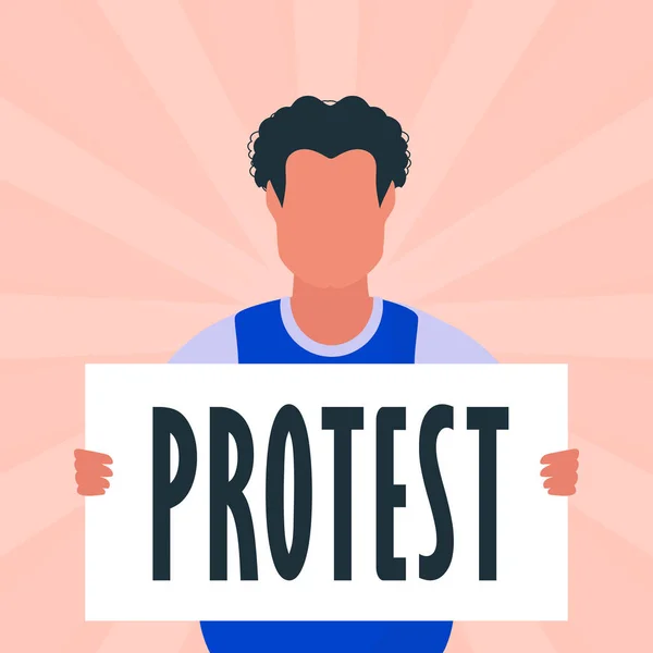 Muž Plakátem Ruce Protestní Koncept Styl Kresby — Stockový vektor